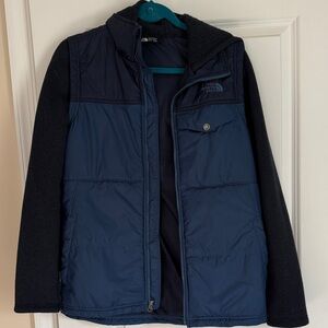 The North Face Boys XL 16 Dark Blue Gordon Lyons Varsity Jacket EUC